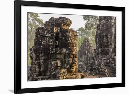 Four-Faced Towers in Prasat Bayon, Angkor Thom, Angkor, Siem Reap, Cambodia-Michael Nolan-Framed Photographic Print