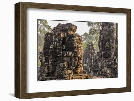 Four-Faced Towers in Prasat Bayon, Angkor Thom, Angkor, Siem Reap, Cambodia-Michael Nolan-Framed Photographic Print