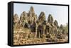 Four-Faced Towers in Prasat Bayon, Angkor Thom, Angkor, UNESCO World Heritage Site, Cambodia-Michael Nolan-Framed Stretched Canvas