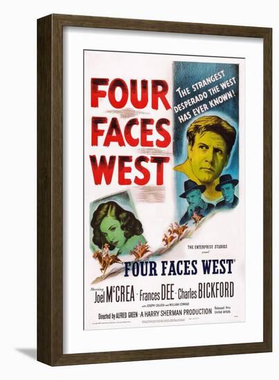 Four Faces West, from Left: Frances Dee, Charles Bickford, Joel Mccrea, Joseph Calleia, 1948-null-Framed Art Print