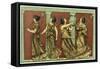 Four Female Dancers: Each Carries a Thyrsus and One a Tambourine as Well-Edouard Leon-Framed Stretched Canvas
