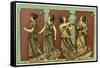 Four Female Dancers: Each Carries a Thyrsus and One a Tambourine as Well-Edouard Leon-Framed Stretched Canvas