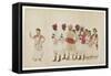 Four Female Dancers in Procession with Musicians, C.1830-null-Framed Stretched Canvas