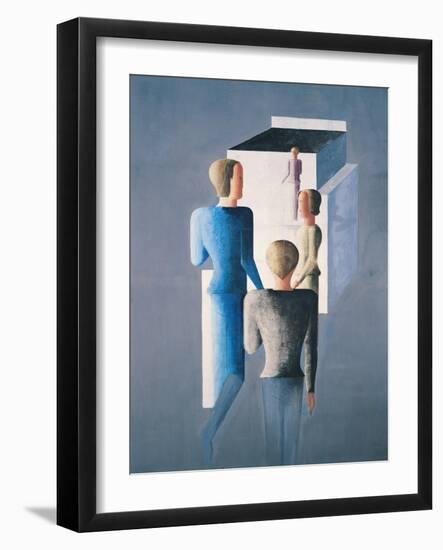Four Figures and a Cube, 1928-Oskar Schlemmer-Framed Giclee Print