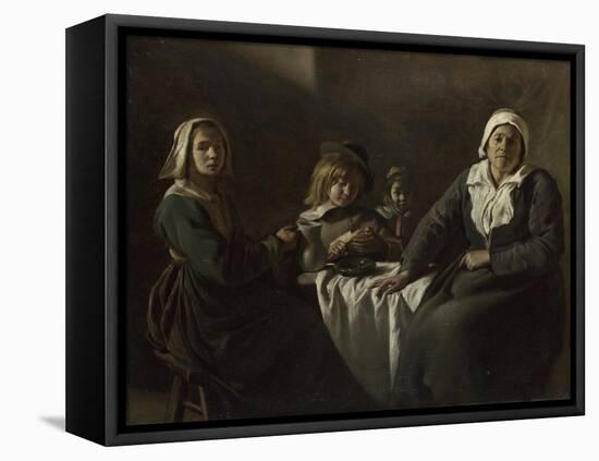 Four Figures at a Table, C. 1643-Louis Le Nain-Framed Stretched Canvas