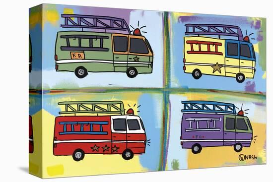 Four Fire Trucks-Brian Nash-Stretched Canvas