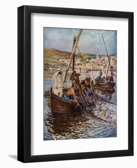 Four fishermen are called as disciples - Bible-William Brassey Hole-Framed Giclee Print