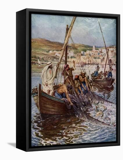 Four fishermen are called as disciples - Bible-William Brassey Hole-Framed Stretched Canvas