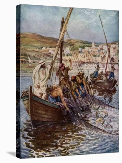 Four fishermen are called as disciples - Bible-William Brassey Hole-Stretched Canvas