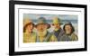 Four Fishermen Standing in the Sunshine on Skagen Beach-Michael Ancher-Framed Premium Giclee Print