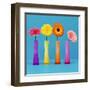 Four Flowers and Blue Background-Camille Soulayrol-Framed Art Print