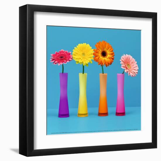 Four Flowers and Blue Background-Camille Soulayrol-Framed Art Print