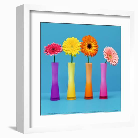 Four Flowers and Blue Background-Camille Soulayrol-Framed Art Print