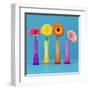 Four Flowers and Blue Background-Camille Soulayrol-Framed Art Print