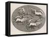 Four Four-Horse Chariots Racing in an Arena-null-Framed Stretched Canvas