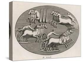 Four Four-Horse Chariots Racing in an Arena-null-Stretched Canvas