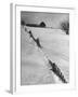 Four Ft. of Snow Almost Covering Up Snow Fence in Front of Barn on the Hill on Upstate Farm-Andreas Feininger-Framed Photographic Print