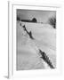 Four Ft. of Snow Almost Covering Up Snow Fence in Front of Barn on the Hill on Upstate Farm-Andreas Feininger-Framed Photographic Print