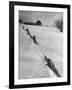 Four Ft. of Snow Almost Covering Up Snow Fence in Front of Barn on the Hill on Upstate Farm-Andreas Feininger-Framed Photographic Print