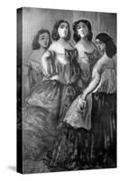 Four Girls, 19th Century-Constantin Guys-Stretched Canvas