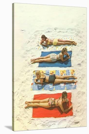 Four Girls on Beach Towels-null-Stretched Canvas