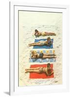 Four Girls on Beach Towels-null-Framed Art Print