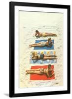 Four Girls on Beach Towels-null-Framed Art Print