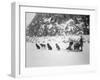 Four Girls on Dog Sled Photograph - Canada-Lantern Press-Framed Art Print