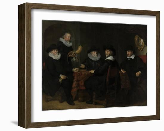 Four Governors of the Arquebusiers Civic Guard, Amsterdam-Govert Flinck-Framed Art Print