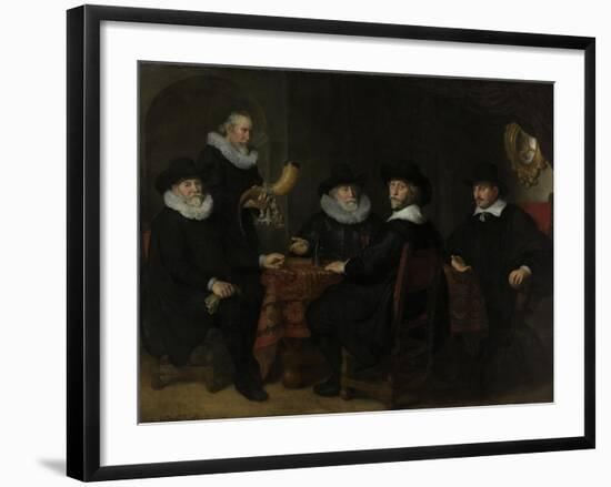 Four Governors of the Arquebusiers Civic Guard, Amsterdam-Govert Flinck-Framed Art Print