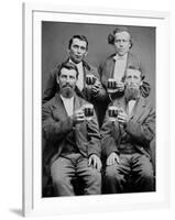 Four Guys and their Mugs of Beer, Ca. 1880-null-Framed Photographic Print