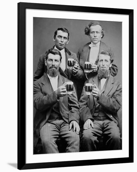 Four Guys and their Mugs of Beer, Ca. 1880-null-Framed Photographic Print