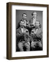 Four Guys and their Mugs of Beer, Ca. 1880-null-Framed Photographic Print