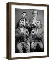 Four Guys and their Mugs of Beer, Ca. 1880-null-Framed Photographic Print