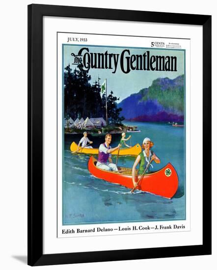 "Four-H Camp," Country Gentleman Cover, July 1, 1933-W.F. Soare-Framed Giclee Print