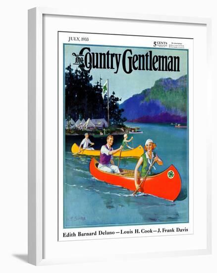 "Four-H Camp," Country Gentleman Cover, July 1, 1933-W.F. Soare-Framed Giclee Print