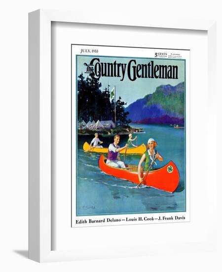 "Four-H Camp," Country Gentleman Cover, July 1, 1933-W.F. Soare-Framed Giclee Print