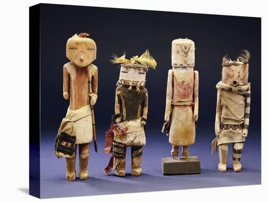 Four Hopi Cottonwood Kachina Dolls-null-Stretched Canvas