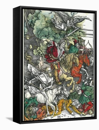 Four Horsemen of the Apocalypse: Pestilence, War, Famine and Death-Albrecht Dürer-Framed Stretched Canvas