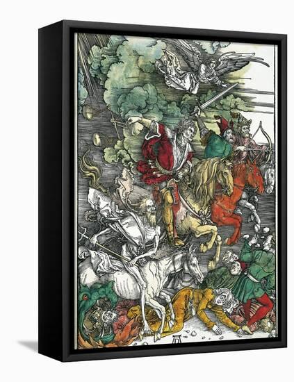 Four Horsemen of the Apocalypse: Pestilence, War, Famine and Death-Albrecht Dürer-Framed Stretched Canvas