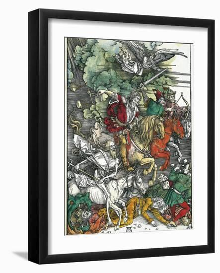 Four Horsemen of the Apocalypse: Pestilence, War, Famine and Death-Albrecht Dürer-Framed Art Print