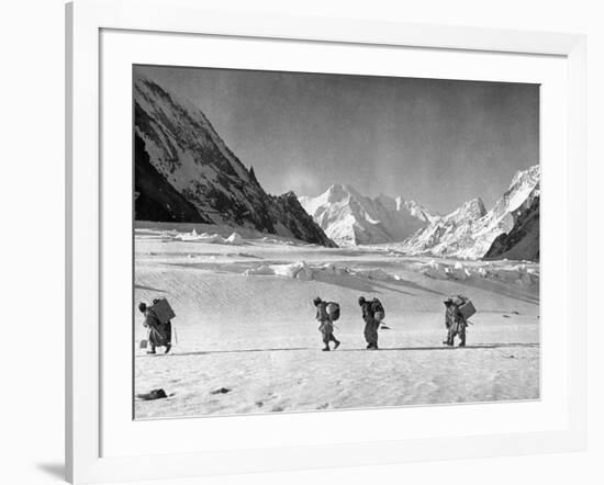 Four Hunza Porters on the Way Towards the Abruzzi Ridge for the Ascent of K2-null-Framed Photographic Print