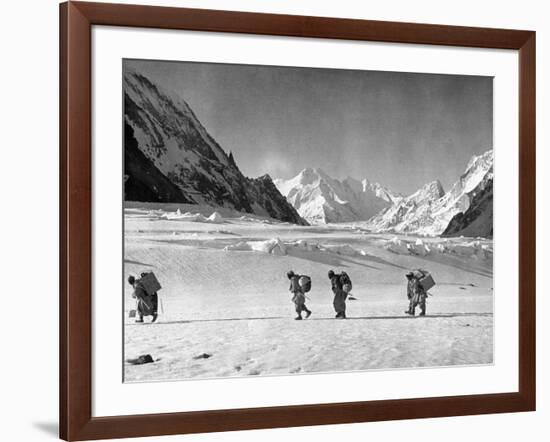 Four Hunza Porters on the Way Towards the Abruzzi Ridge for the Ascent of K2-null-Framed Photographic Print