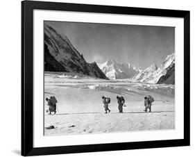 Four Hunza Porters on the Way Towards the Abruzzi Ridge for the Ascent of K2-null-Framed Photographic Print