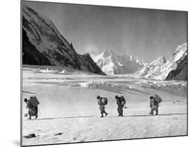 Four Hunza Porters on the Way Towards the Abruzzi Ridge for the Ascent of K2-null-Mounted Photographic Print