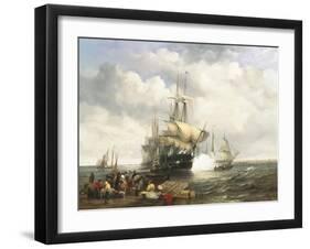 Four Indian Men Preparing to Leave the Lower Thames-John Wilson Carmichael-Framed Giclee Print