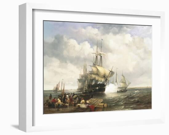 Four Indian Men Preparing to Leave the Lower Thames-John Wilson Carmichael-Framed Giclee Print