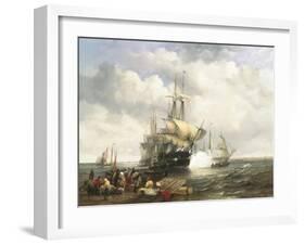 Four Indian Men Preparing to Leave the Lower Thames-John Wilson Carmichael-Framed Giclee Print