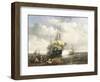 Four Indian Men Preparing to Leave the Lower Thames-John Wilson Carmichael-Framed Giclee Print