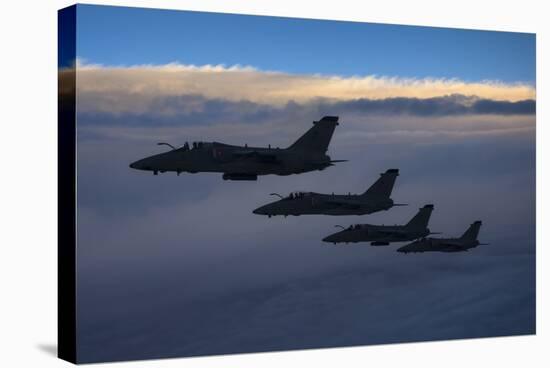 Four Italian Air Force Amx Aircraft Flying over the Tyrrhenian Sea-Stocktrek Images-Stretched Canvas